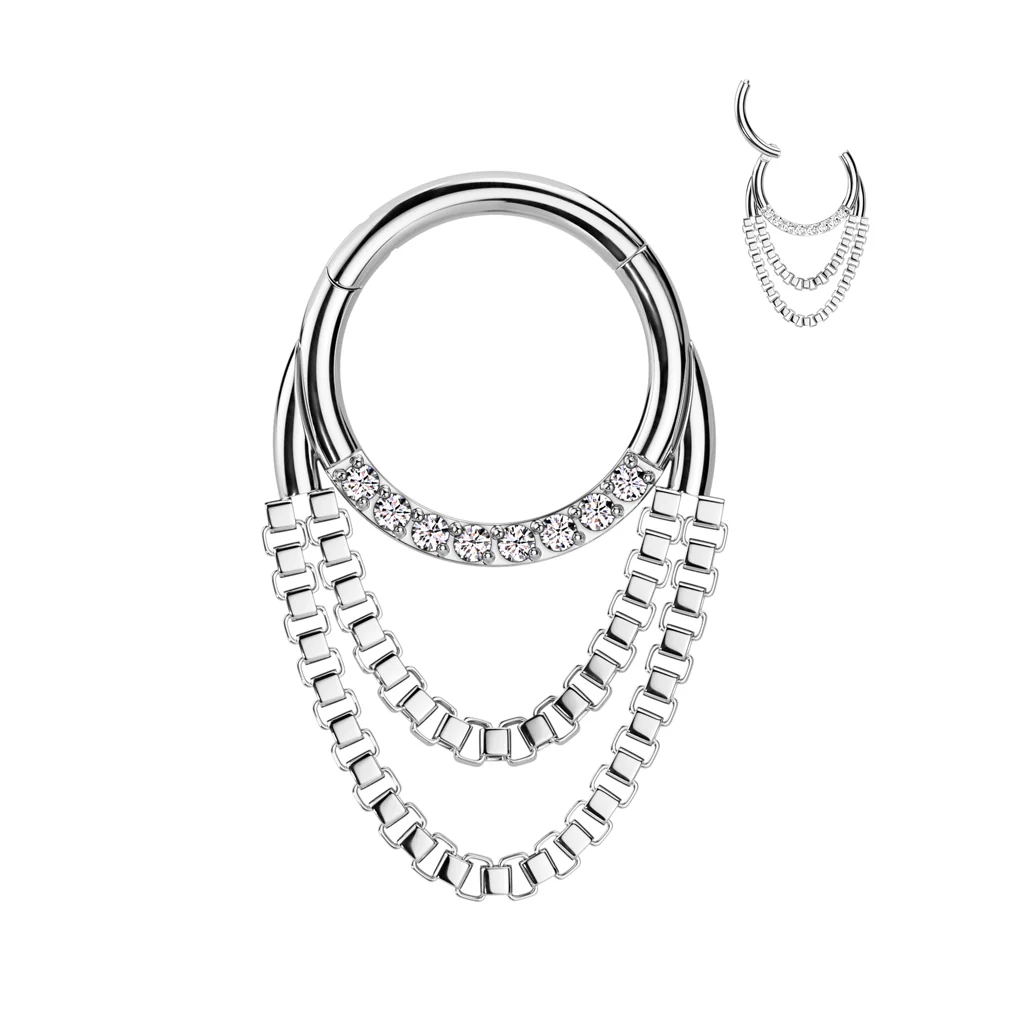 High Quality Precision Pave Opals or CZs & Chain Hinged Segment Ring - Image 3