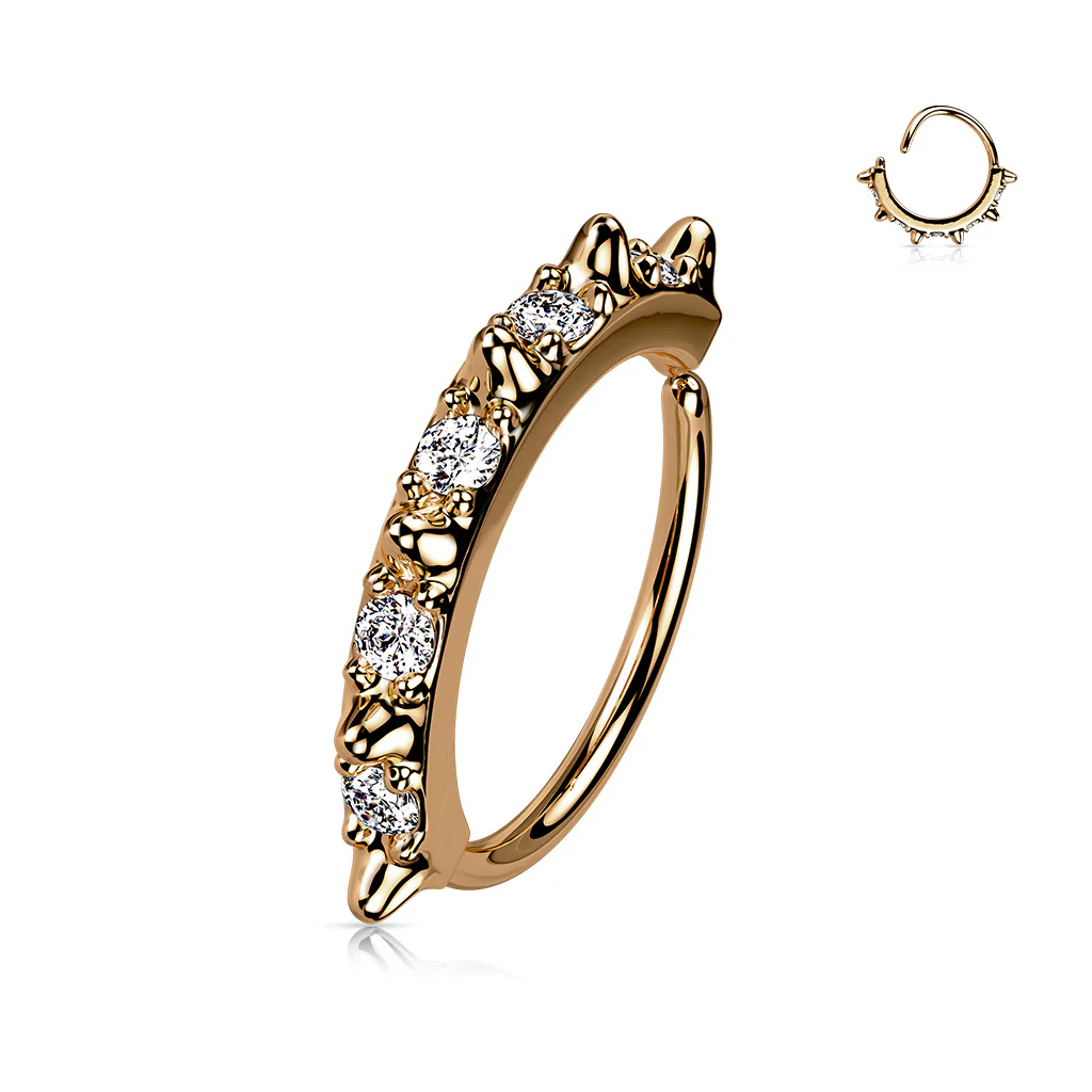 Spikes with CZ in between Bendable Hoop Ring - Image 4