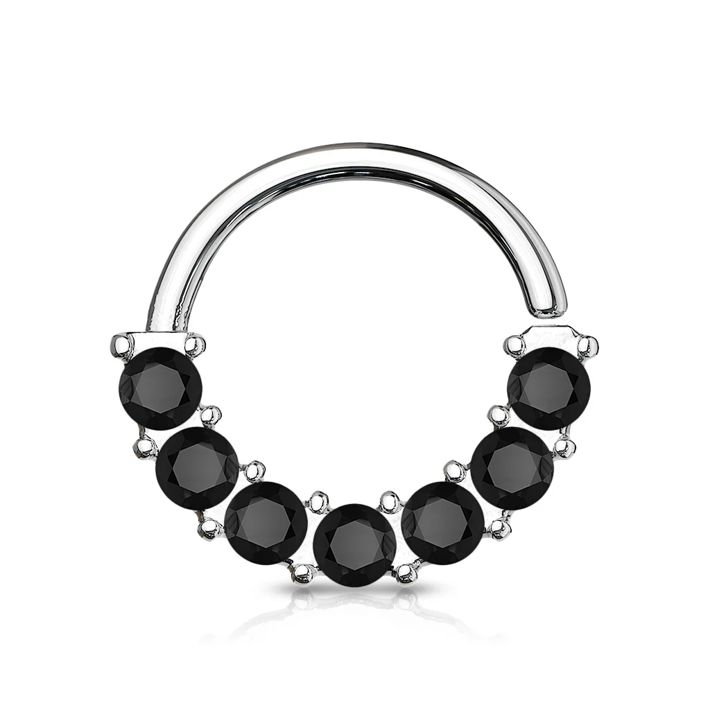 7 Gem Lined Facing Set Bendable Hoop Tragus Cartilage Nose Septum - Image 12