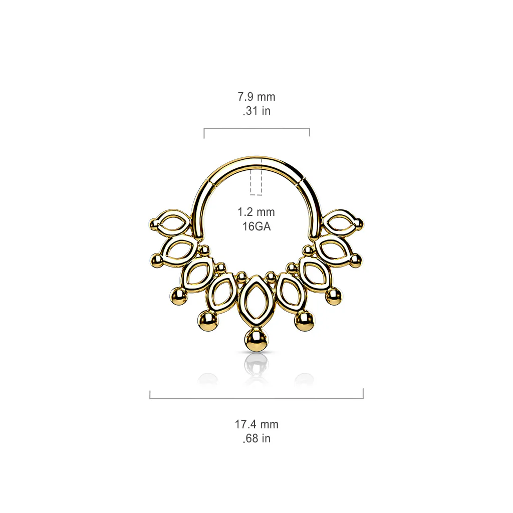All 316L Surgical Steel Hinged Hoop Segment Rings Crwon Nose Septum Ear Cartilage - Image 7