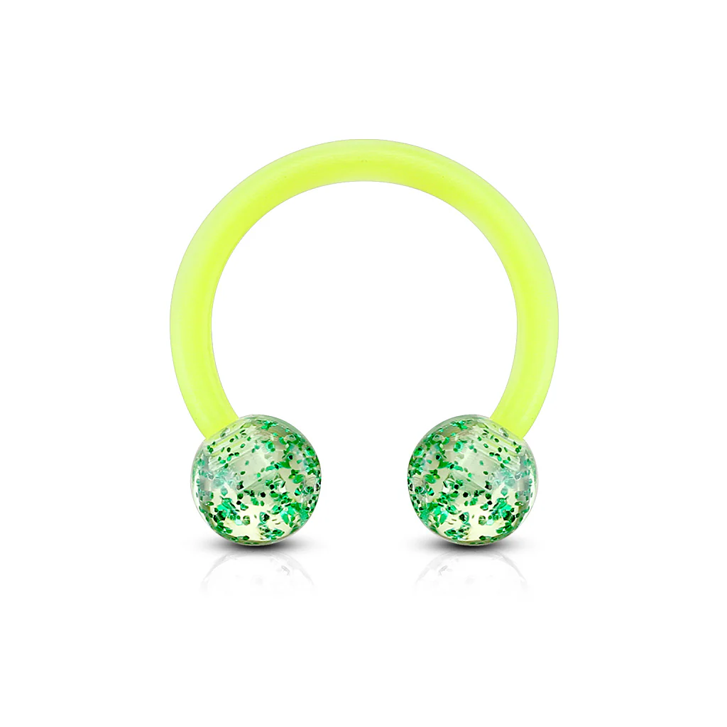 All Acrylic Flexible Glitter Ball Horseshoe Circular Barbell Tragus Cartilage - Image 6