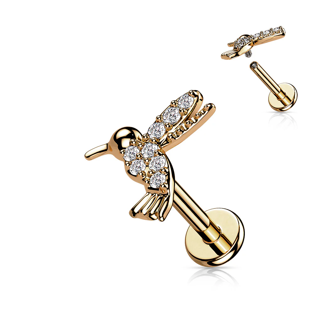 CZ Pave hummingbird Top Labret Tragus Snug Ear Cartilage Helix Studs - Image 4