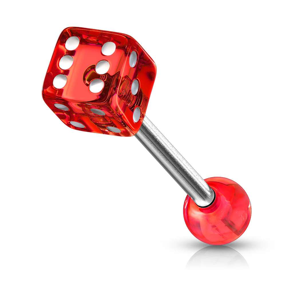 Assorted Acrylic 5 mm Dice Ball Barbell Tongue Rings - Image 5