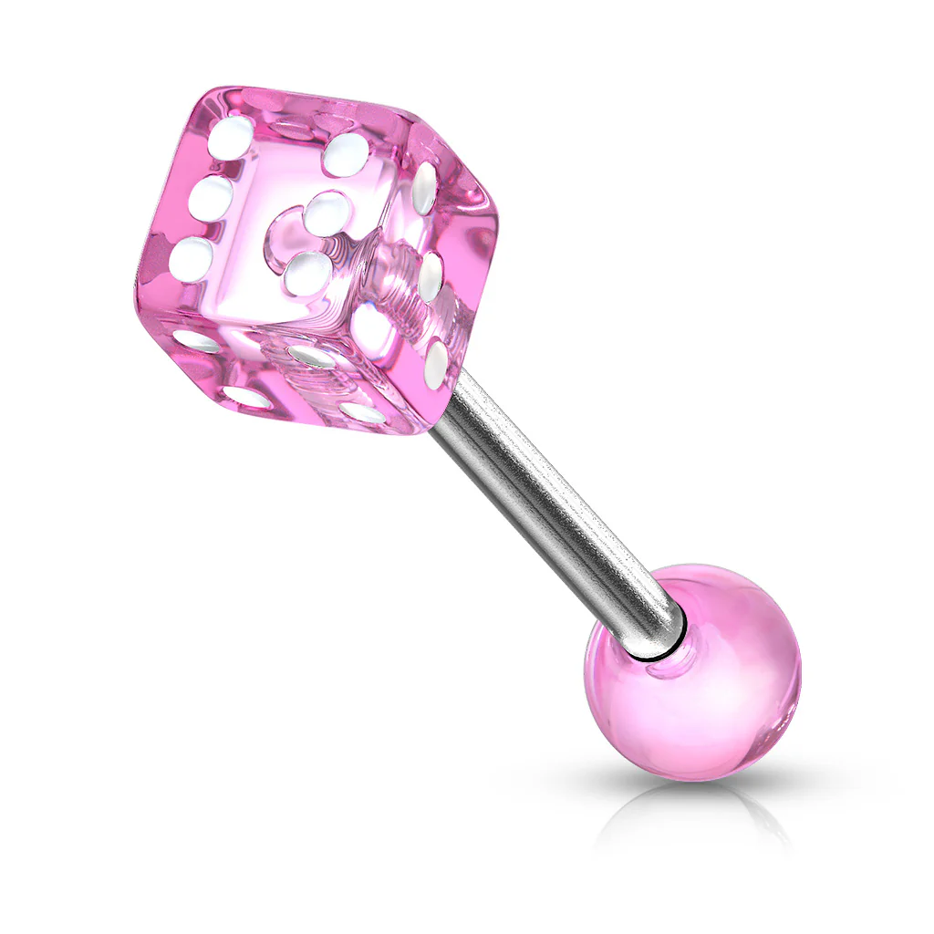Assorted Acrylic 5 mm Dice Ball Barbell Tongue Rings - Image 6