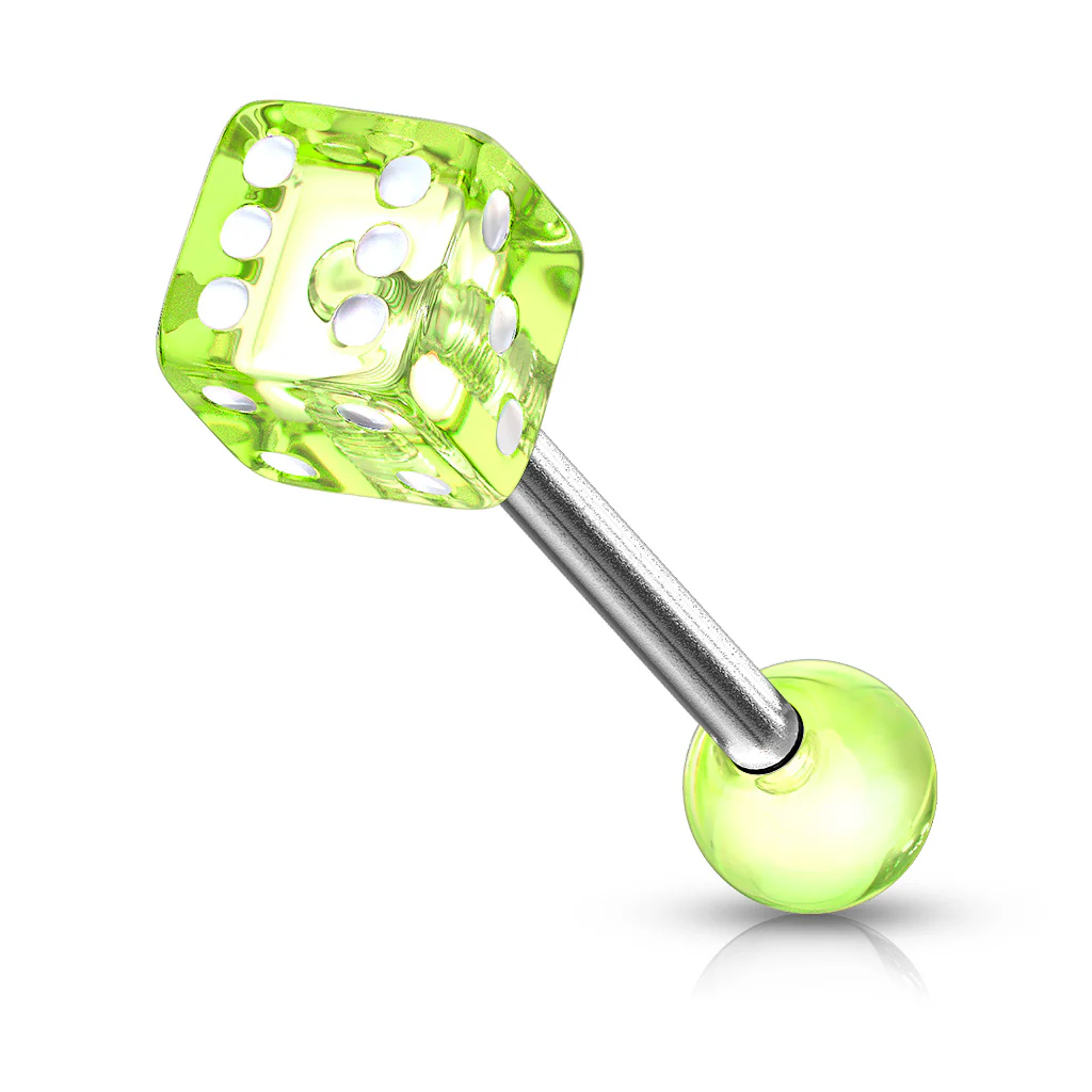 Assorted Acrylic 5 mm Dice Ball Barbell Tongue Rings - Image 7