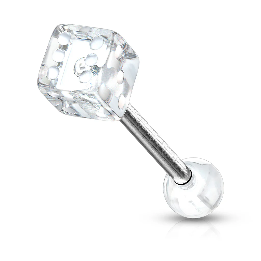 Assorted Acrylic 5 mm Dice Ball Barbell Tongue Rings - Image 8