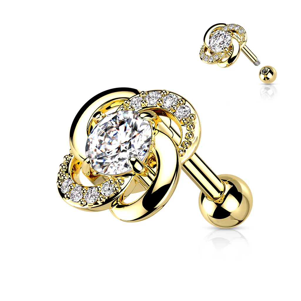 Pave CZ Flower Ear Cartilage Helix Daith Tragus Studs Earrings - Image 5
