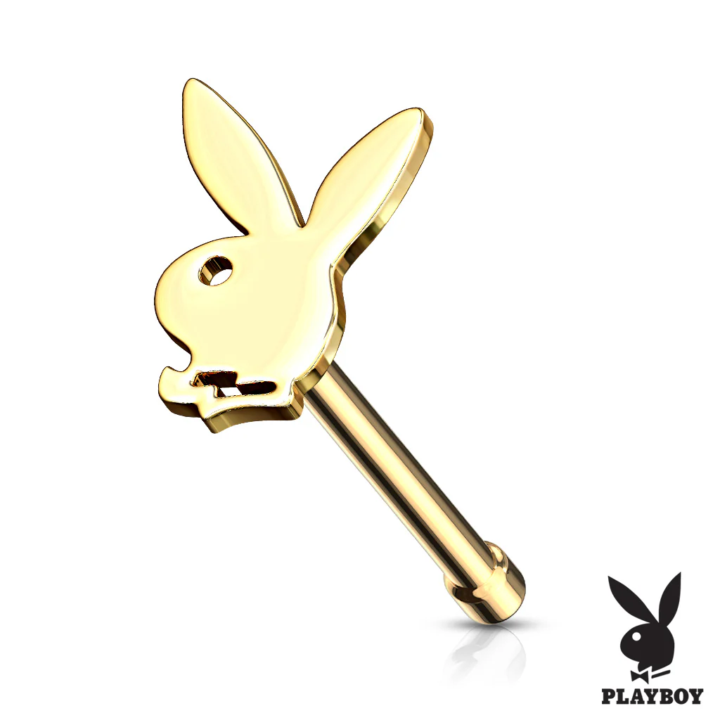 Licensed Playboy Bunny Gold Steel Nose Bone Studs Rings - Image 4