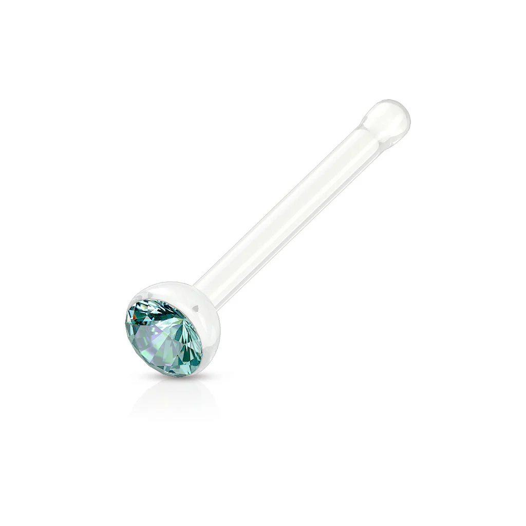8 Pc Clear Acrylic With Mixed CZ Nose Stud No Metal 20G - Image 7