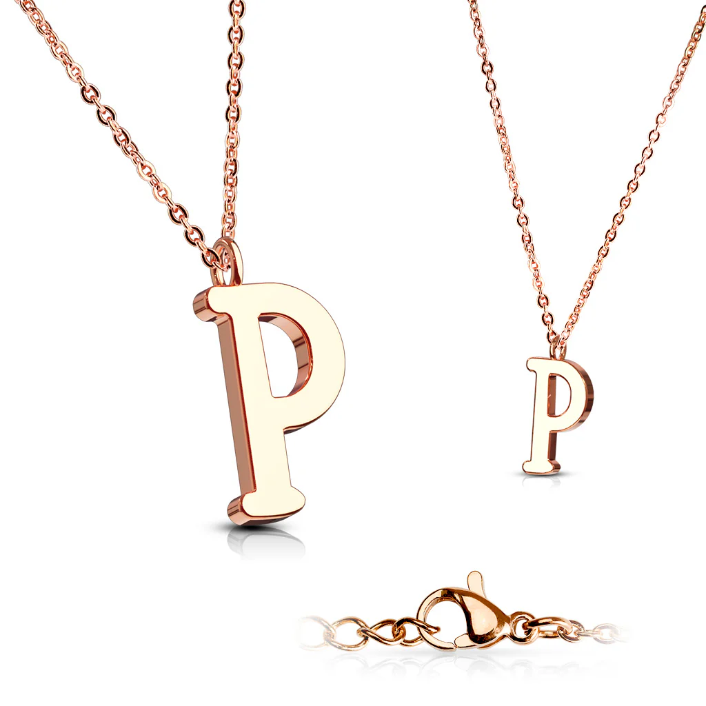 Rose Gold Plated Alphabet Initial Pendant With Chain Necklaces - Image 10