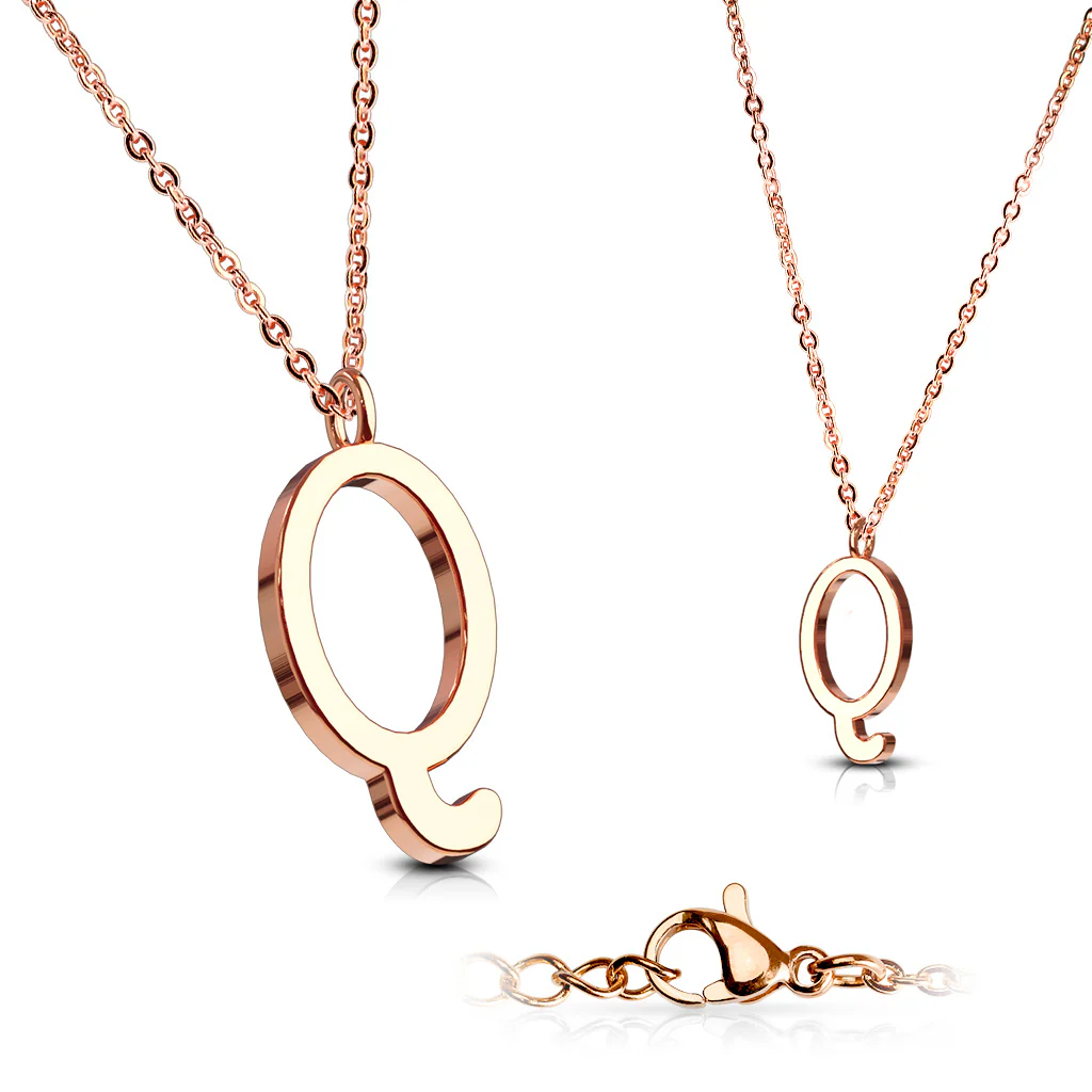 Rose Gold Plated Alphabet Initial Pendant With Chain Necklaces - Image 11