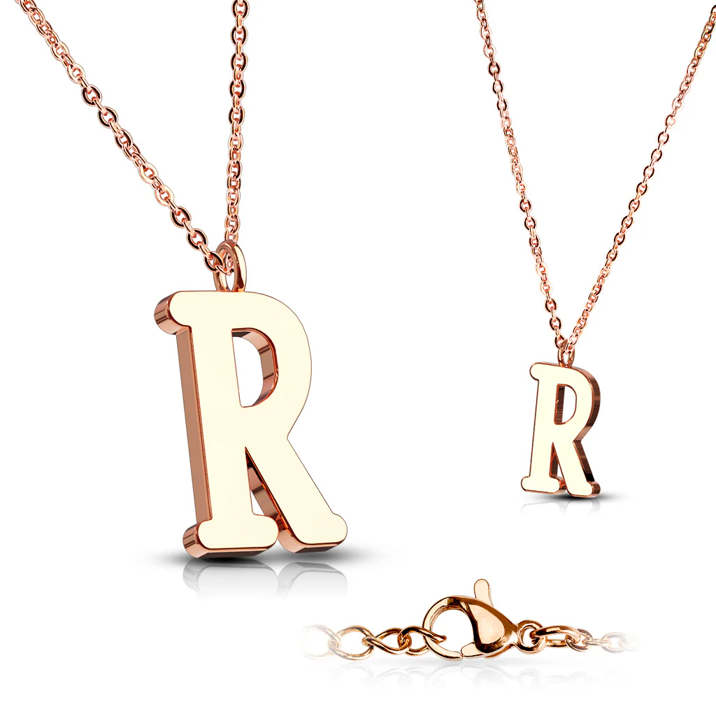 Rose Gold Plated Alphabet Initial Pendant With Chain Necklaces - Image 12