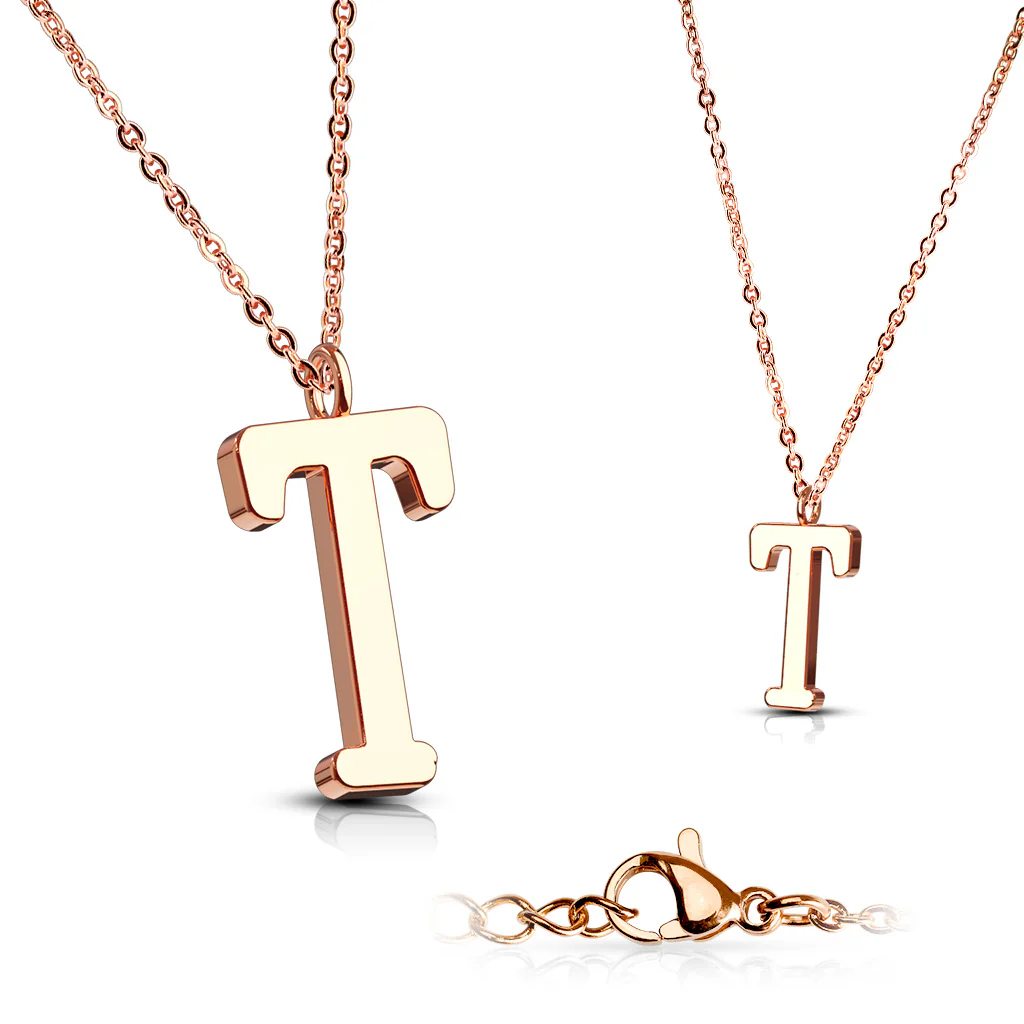 Rose Gold Plated Alphabet Initial Pendant With Chain Necklaces - Image 13