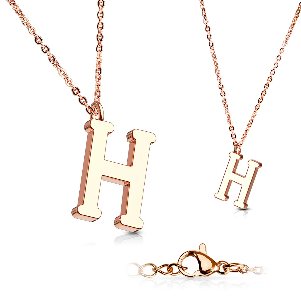 Rose Gold Plated Alphabet Initial Pendant With Chain Necklaces - Image 15
