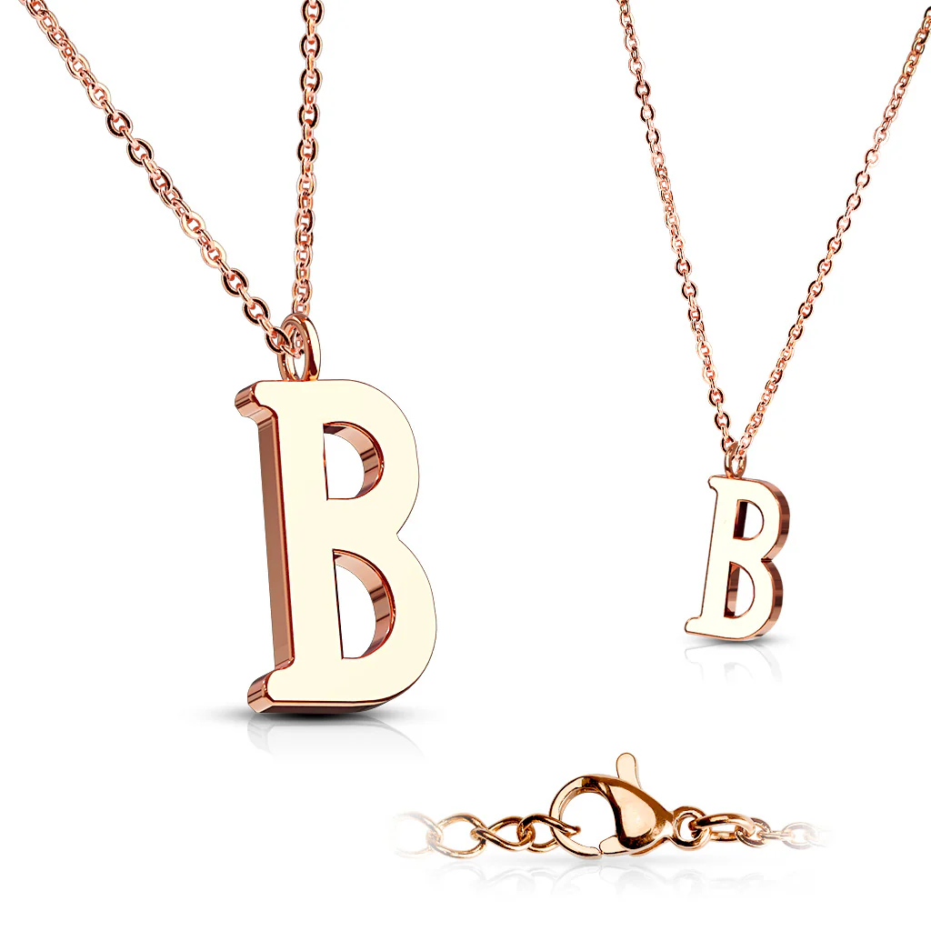 Rose Gold Plated Alphabet Initial Pendant With Chain Necklaces - Image 19