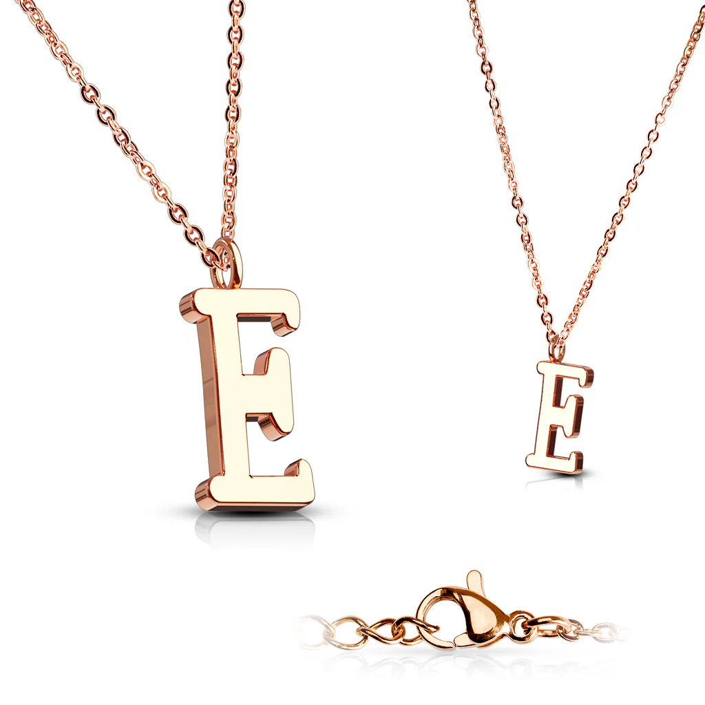 Rose Gold Plated Alphabet Initial Pendant With Chain Necklaces - Image 21