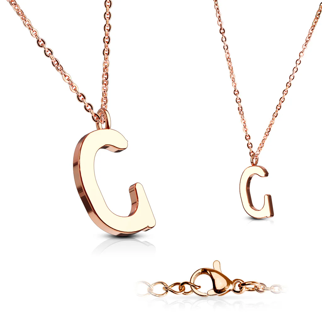 Rose Gold Plated Alphabet Initial Pendant With Chain Necklaces - Image 23