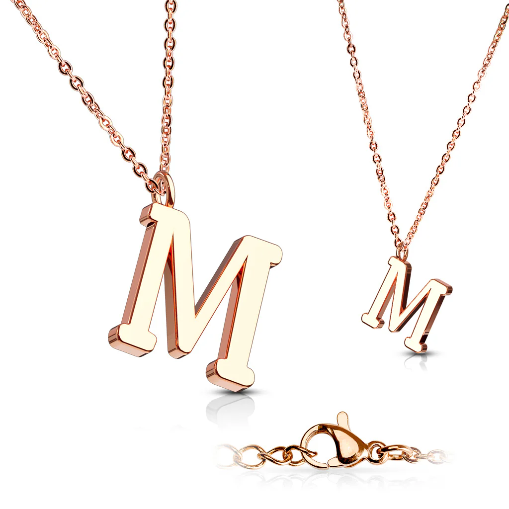 Rose Gold Plated Alphabet Initial Pendant With Chain Necklaces - Image 26