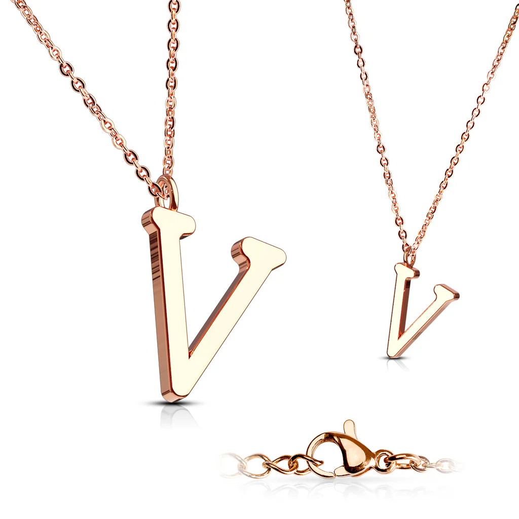 Rose Gold Plated Alphabet Initial Pendant With Chain Necklaces - Image 3