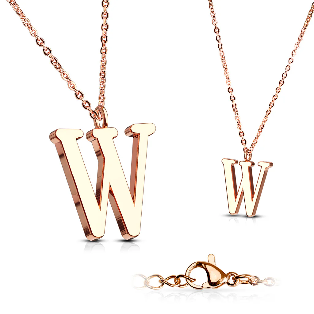 Rose Gold Plated Alphabet Initial Pendant With Chain Necklaces - Image 4