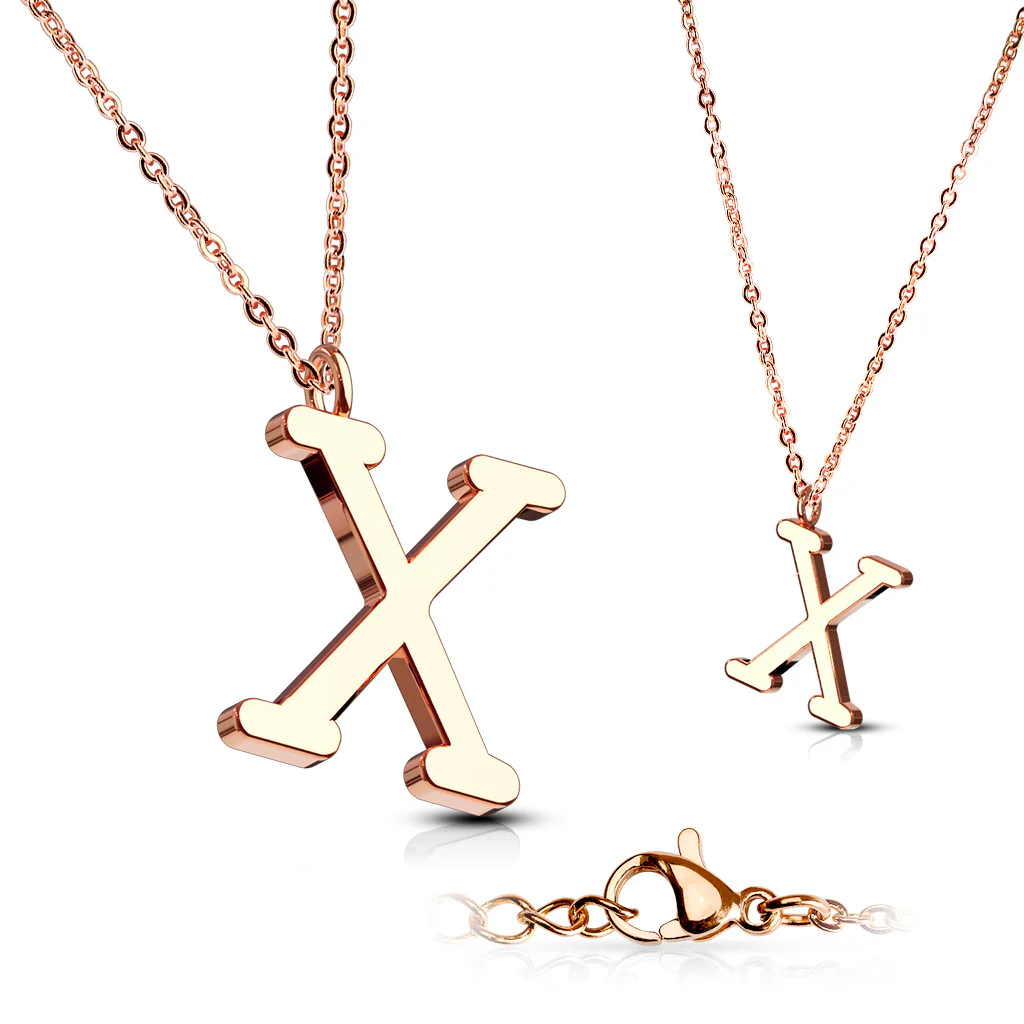 Rose Gold Plated Alphabet Initial Pendant With Chain Necklaces - Image 5