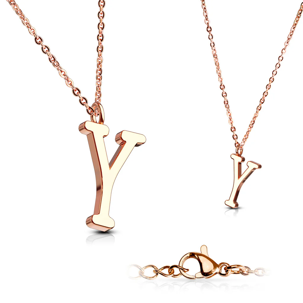 Rose Gold Plated Alphabet Initial Pendant With Chain Necklaces - Image 6