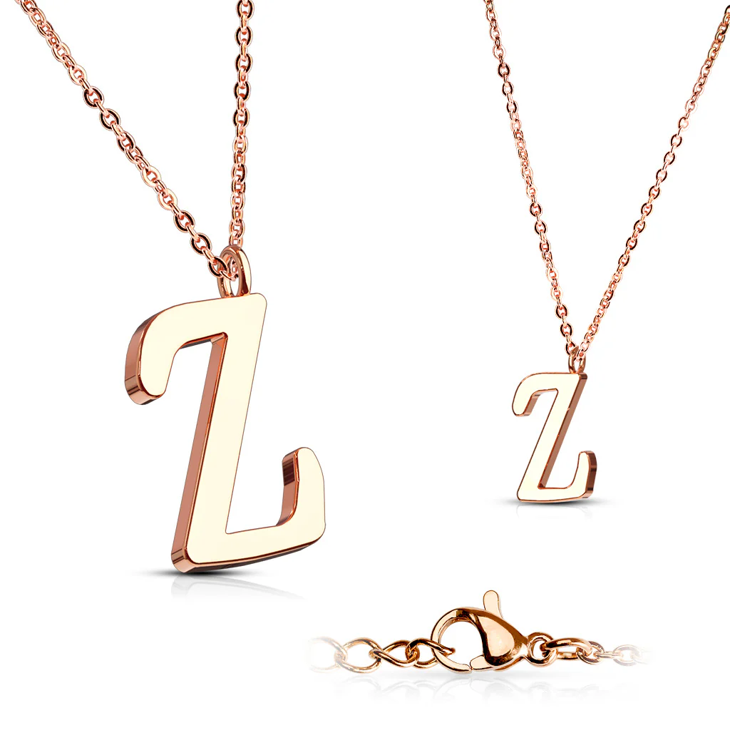 Rose Gold Plated Alphabet Initial Pendant With Chain Necklaces - Image 7