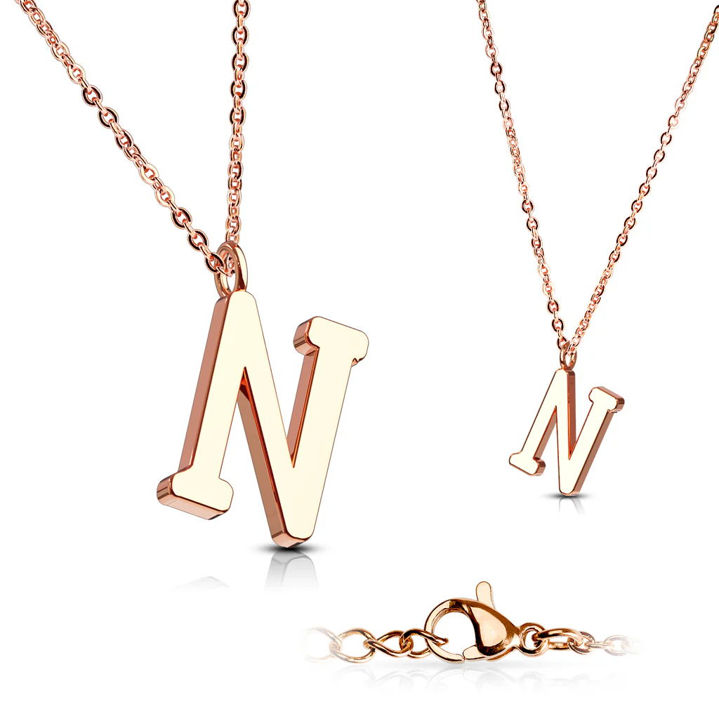 Rose Gold Plated Alphabet Initial Pendant With Chain Necklaces - Image 8