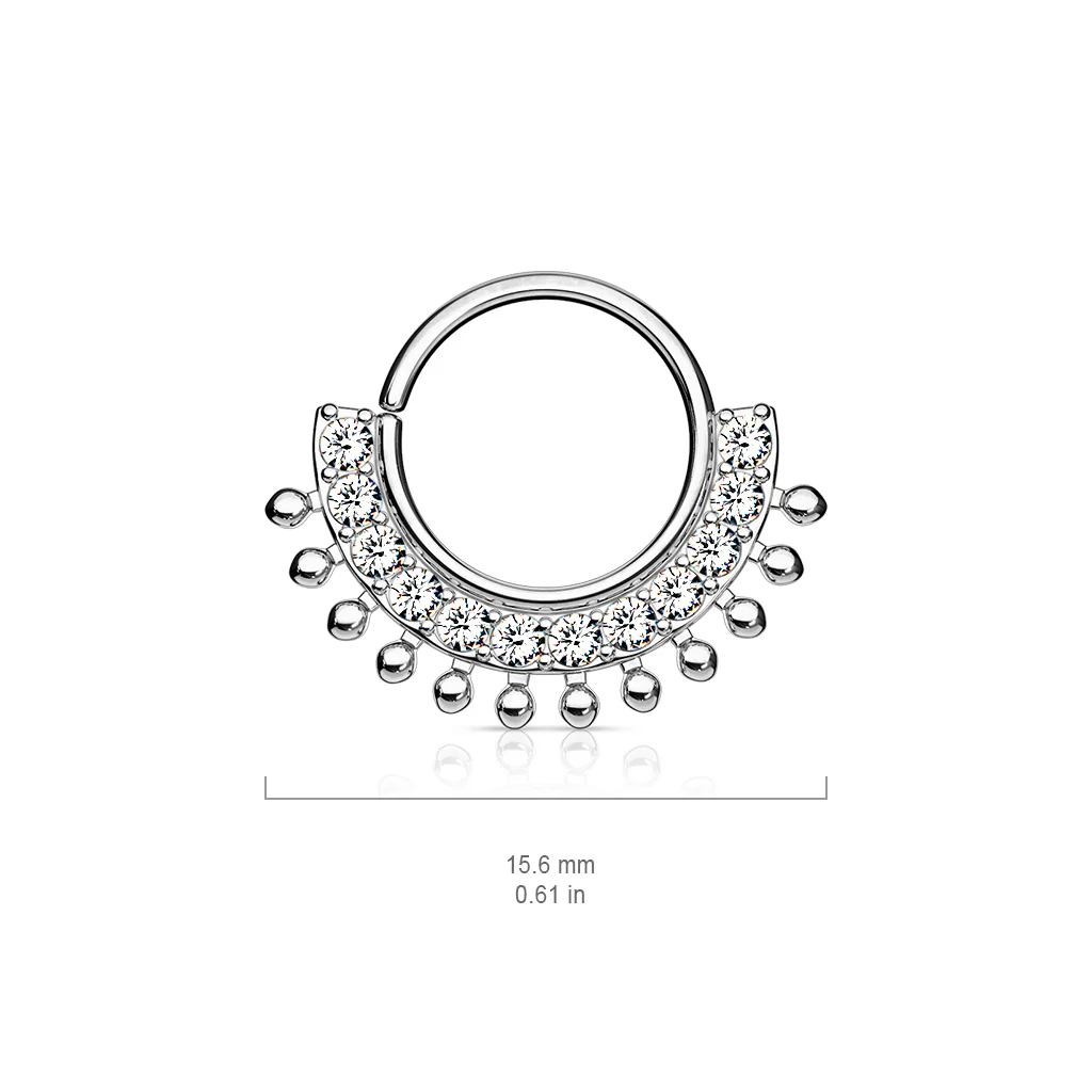 CZ Lined Fan Bendable Hoop Nose Septum Ear Cartilage Daith Helix Tragus Rings - Image 4