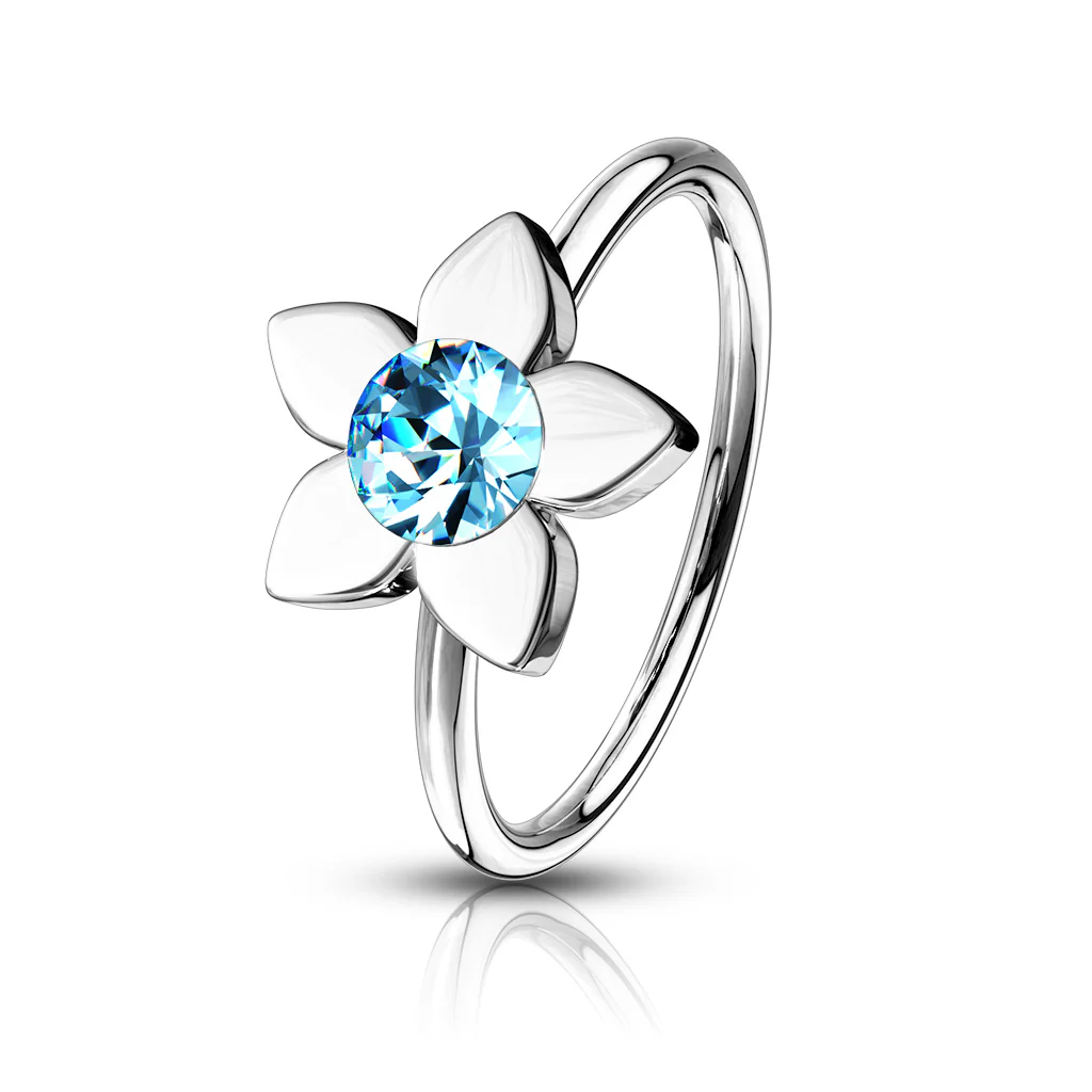 Clear Crystal Flower Ear Cartilage Daith Tragus Helix Earrings Hoop Nose Rings - Image 4