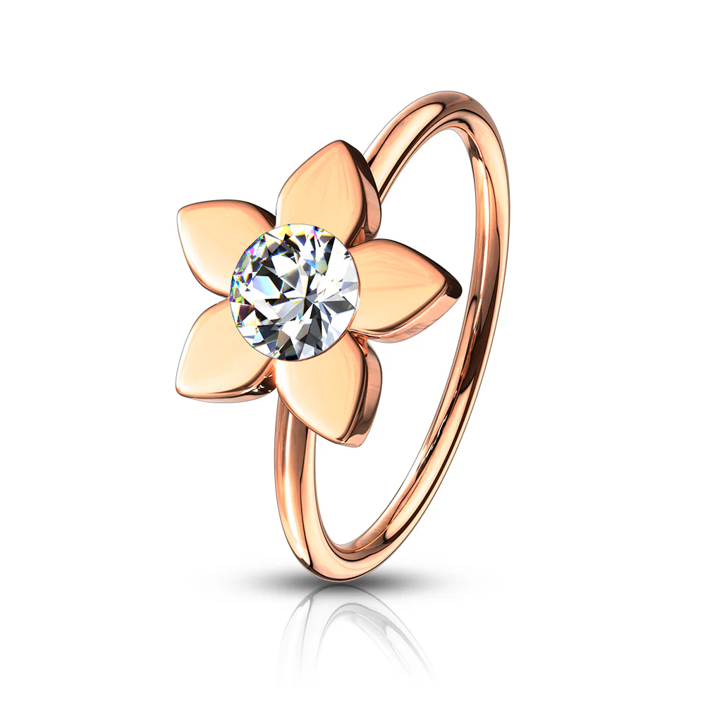 Clear Crystal Flower Ear Cartilage Daith Tragus Helix Earrings Hoop Nose Rings - Image 8