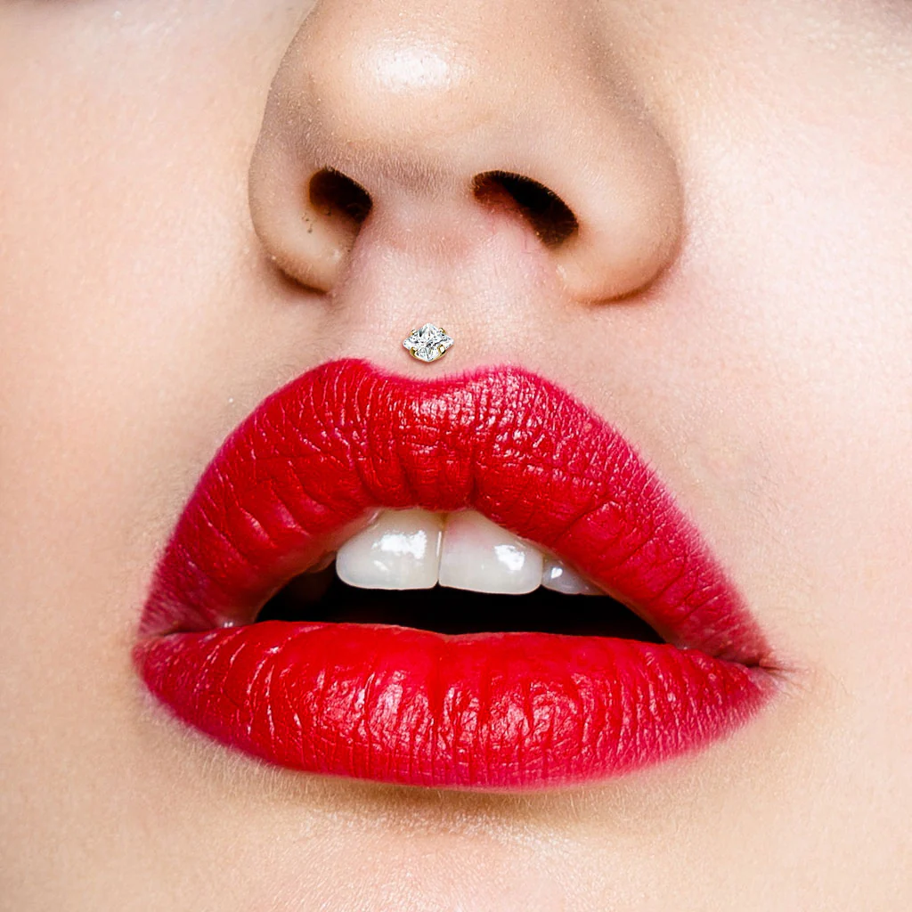 3 mm Square CZ Top Lip Labret Chin Ear Cartilage Tragus And Nose - Image 2