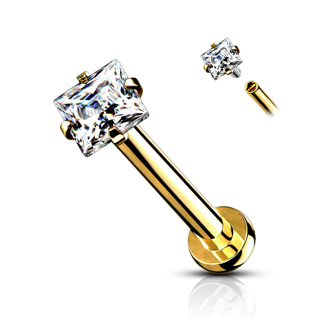 3 mm Square CZ Top Lip Labret Chin Ear Cartilage Tragus And Nose - Image 5