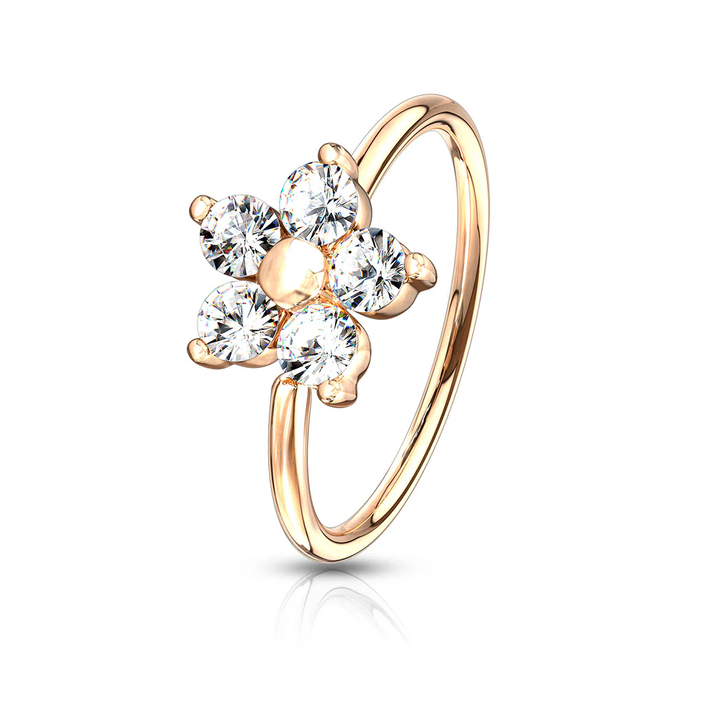 CZ Flower Bendable Ear Cartilage Daith Tragus Helix Earrings Hoop Nose Rings - Image 7
