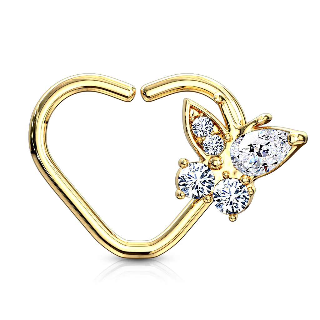CZ Butterfly Ear Cartilage Daith Tragus Helix Earrings Hoop Nose Rings - Image 2