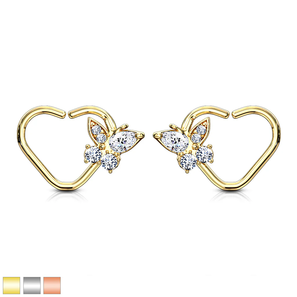 CZ Butterfly Ear Cartilage Daith Tragus Helix Earrings Hoop Nose Rings - Image 3