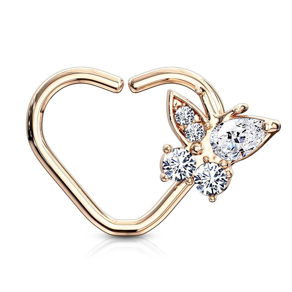 CZ Butterfly Ear Cartilage Daith Tragus Helix Earrings Hoop Nose Rings - Image 4