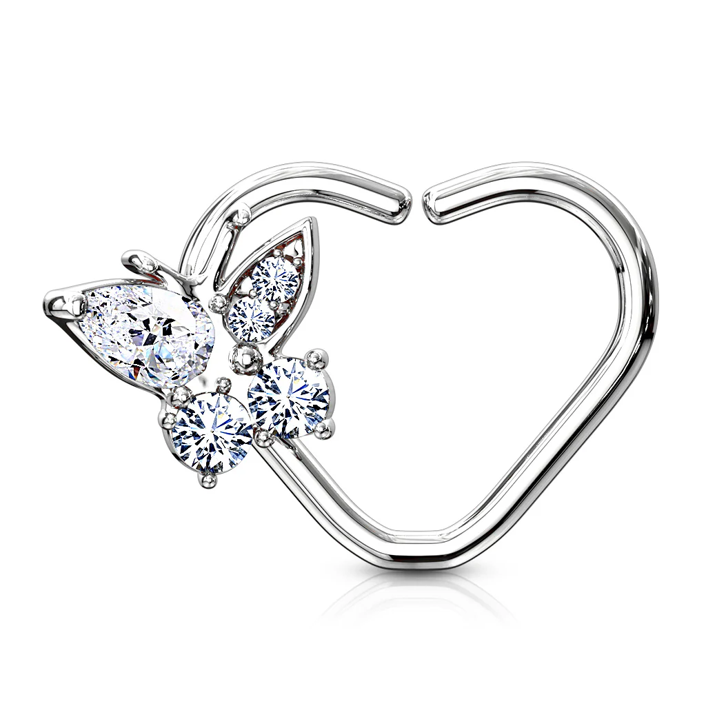 CZ Butterfly Ear Cartilage Daith Tragus Helix Earrings Hoop Nose Rings - Image 5