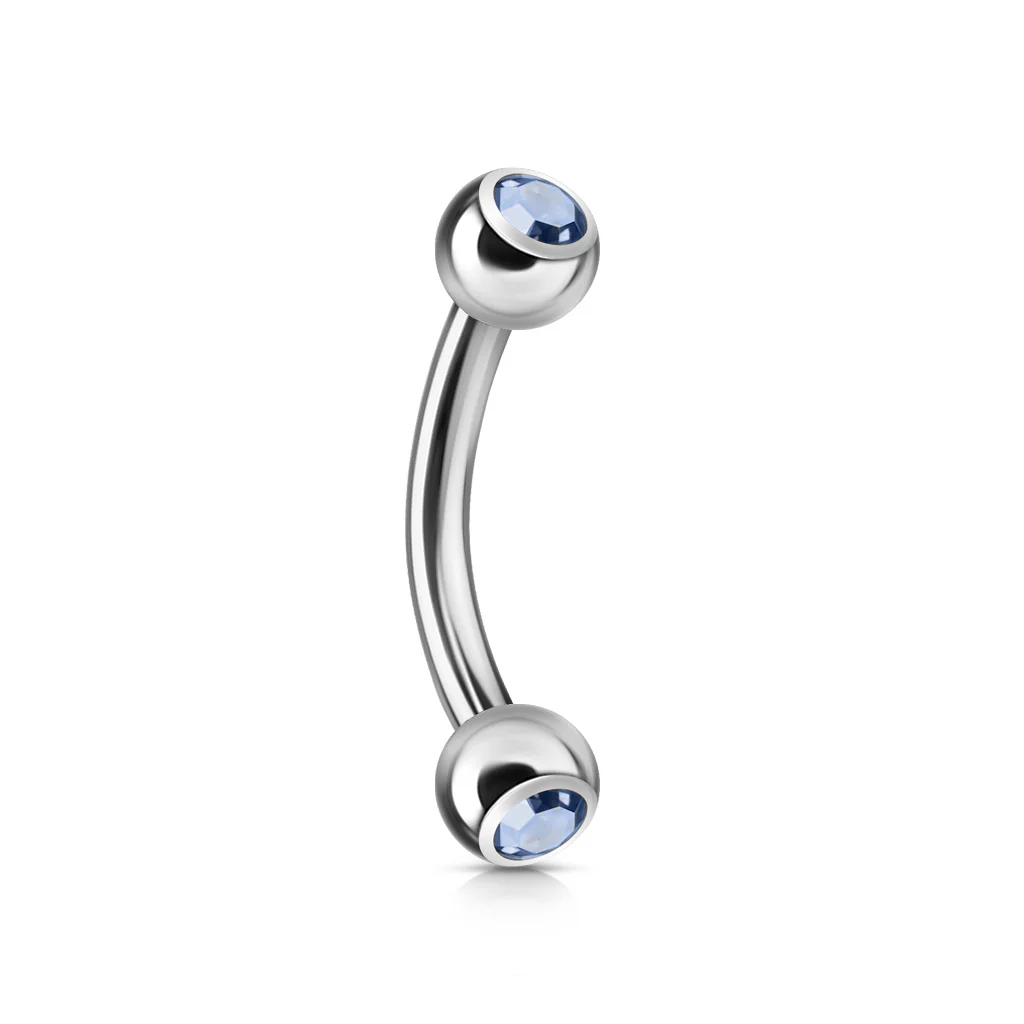 12 Pc Pack CZ Press Fit Surgical Steel Curved Barbell Eyebrow Rings 16G - Image 11