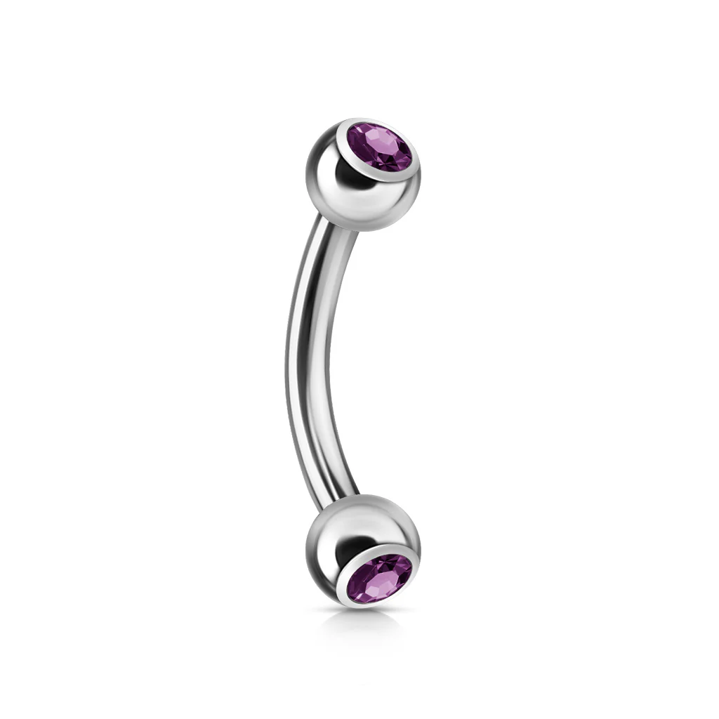 12 Pc Pack CZ Press Fit Surgical Steel Curved Barbell Eyebrow Rings 16G - Image 4
