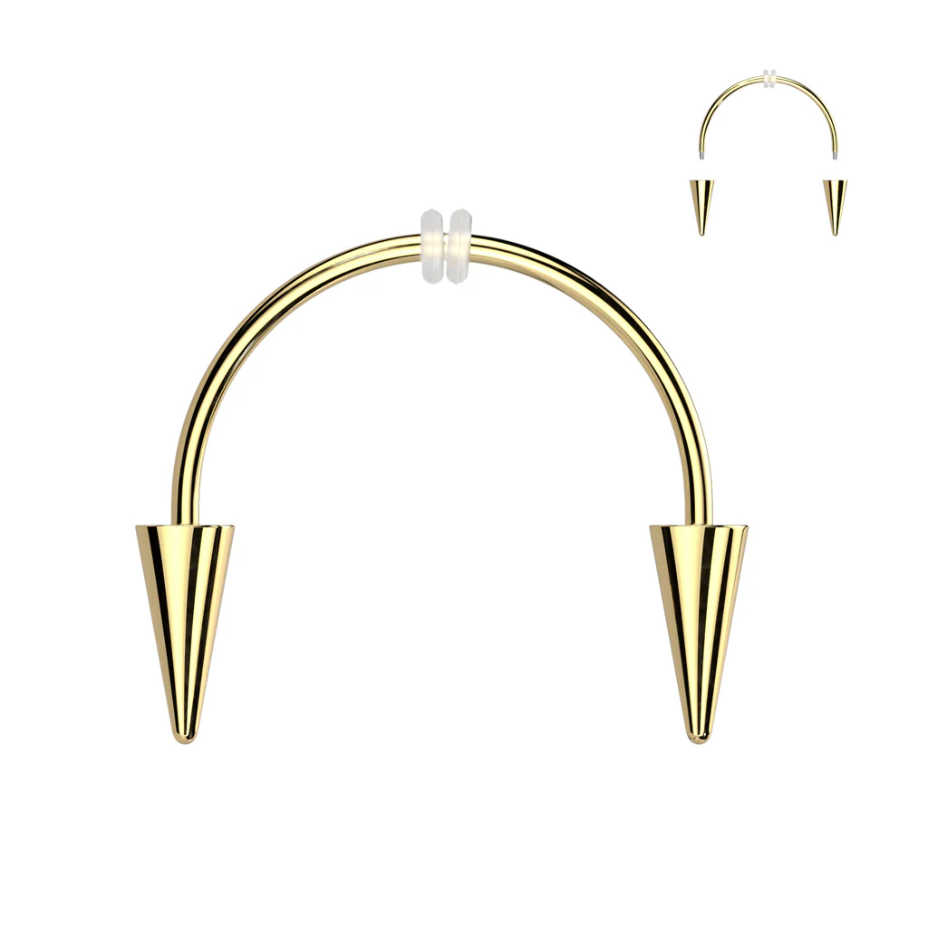 Cool! Surgical Steel Smiley Vampire Fangs Horseshoe Piercing - Image 4