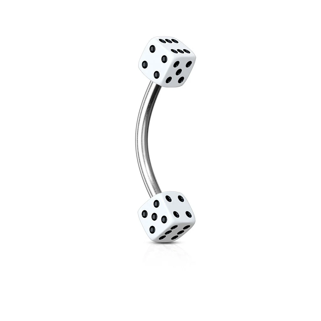 8 Pcs Acrylic Dices Surgical Steel Curved Barbell Eyebrow Rings - Image 10