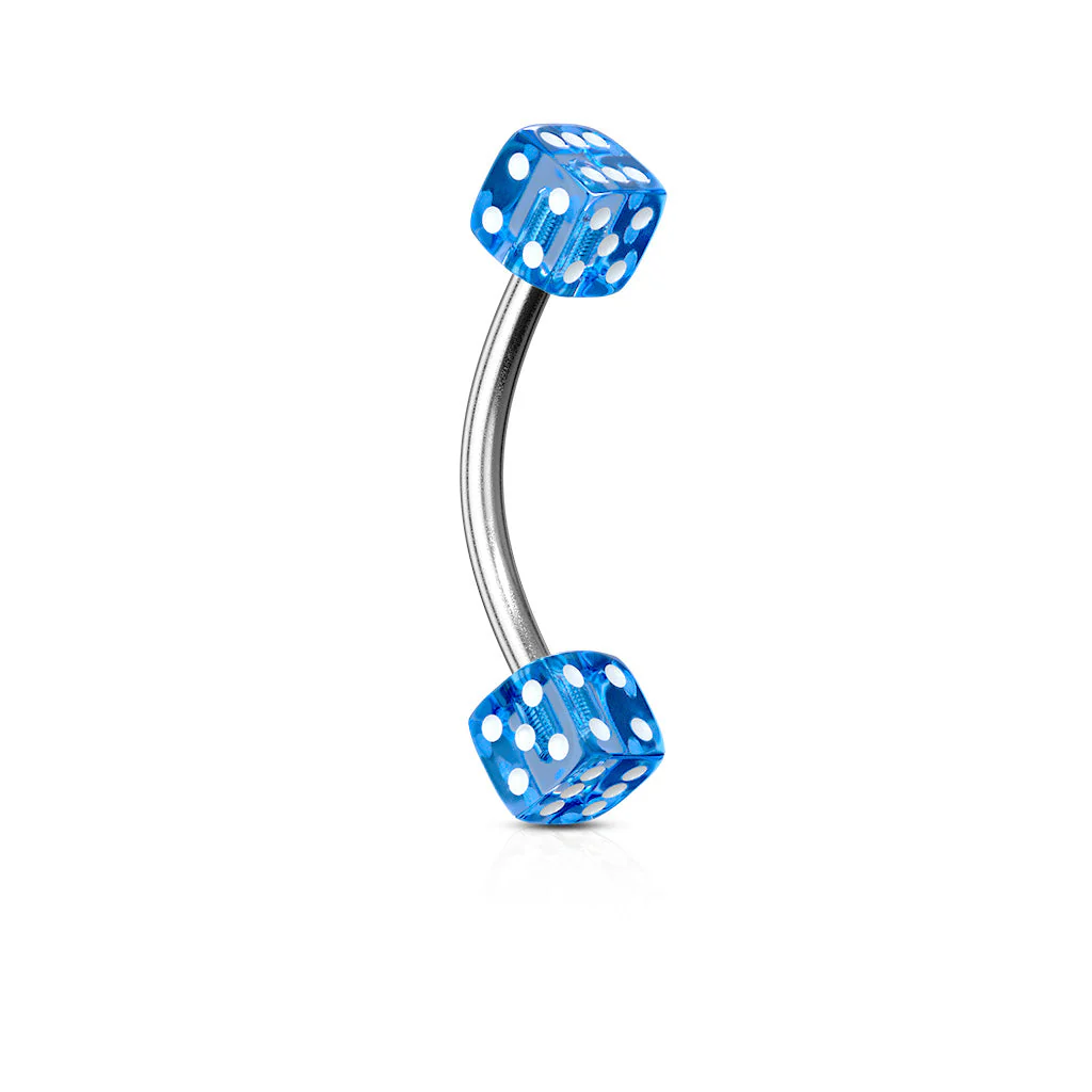 8 Pcs Acrylic Dices Surgical Steel Curved Barbell Eyebrow Rings - Image 3