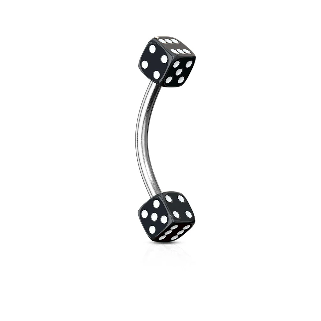 8 Pcs Acrylic Dices Surgical Steel Curved Barbell Eyebrow Rings - Image 6