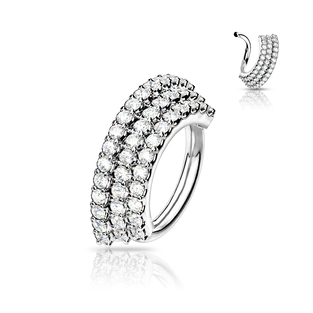3 CZ Lined Angled Plate Hoop Ear Cartilage Helix Nose Septum Rings - Image 4