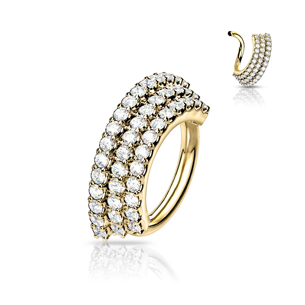 3 CZ Lined Angled Plate Hoop Ear Cartilage Helix Nose Septum Rings - Image 5