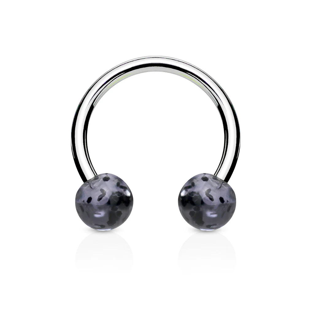 Pair Ultra Glitter Balls 316L Surgical Steel Horseshoe Circular Barbells - Image 5