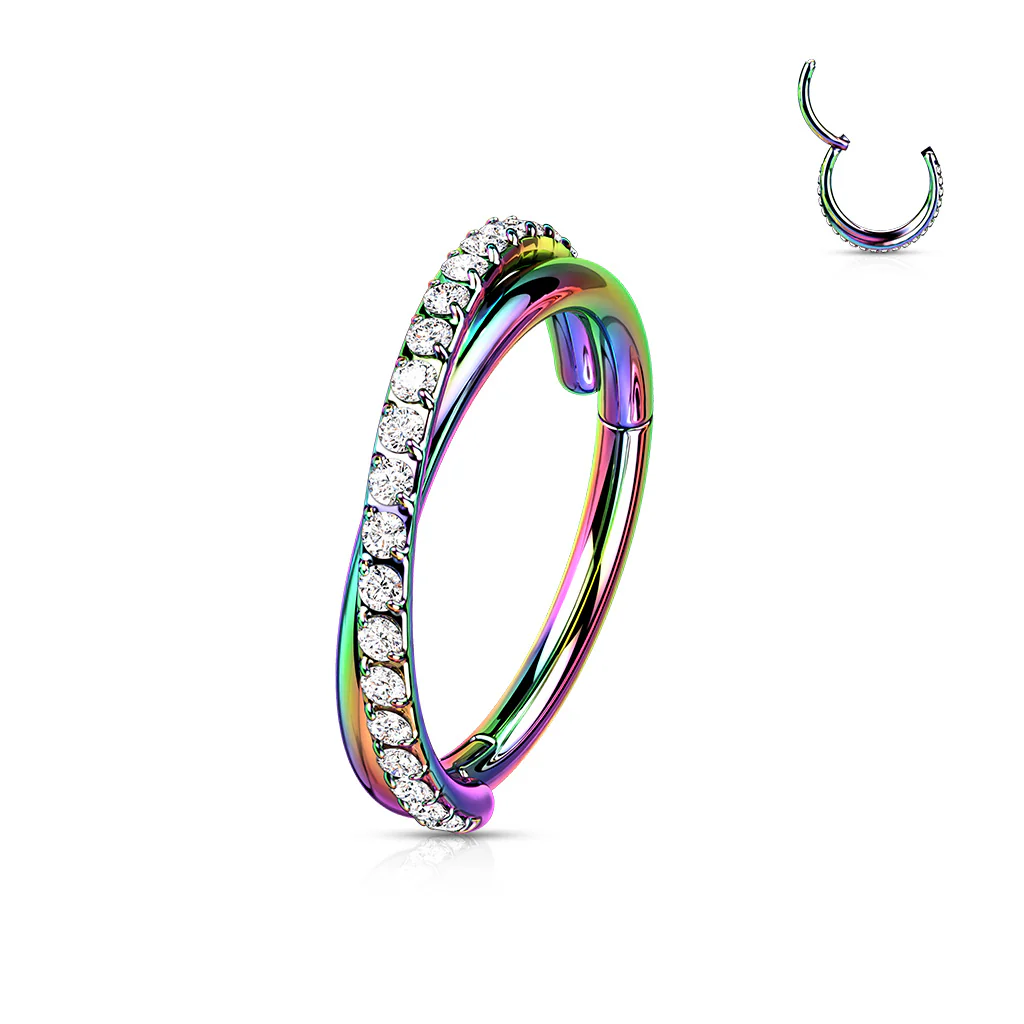 High Precision Criss Cross CZ Hinged Hoop Segment Rings Cartilage - Image 4
