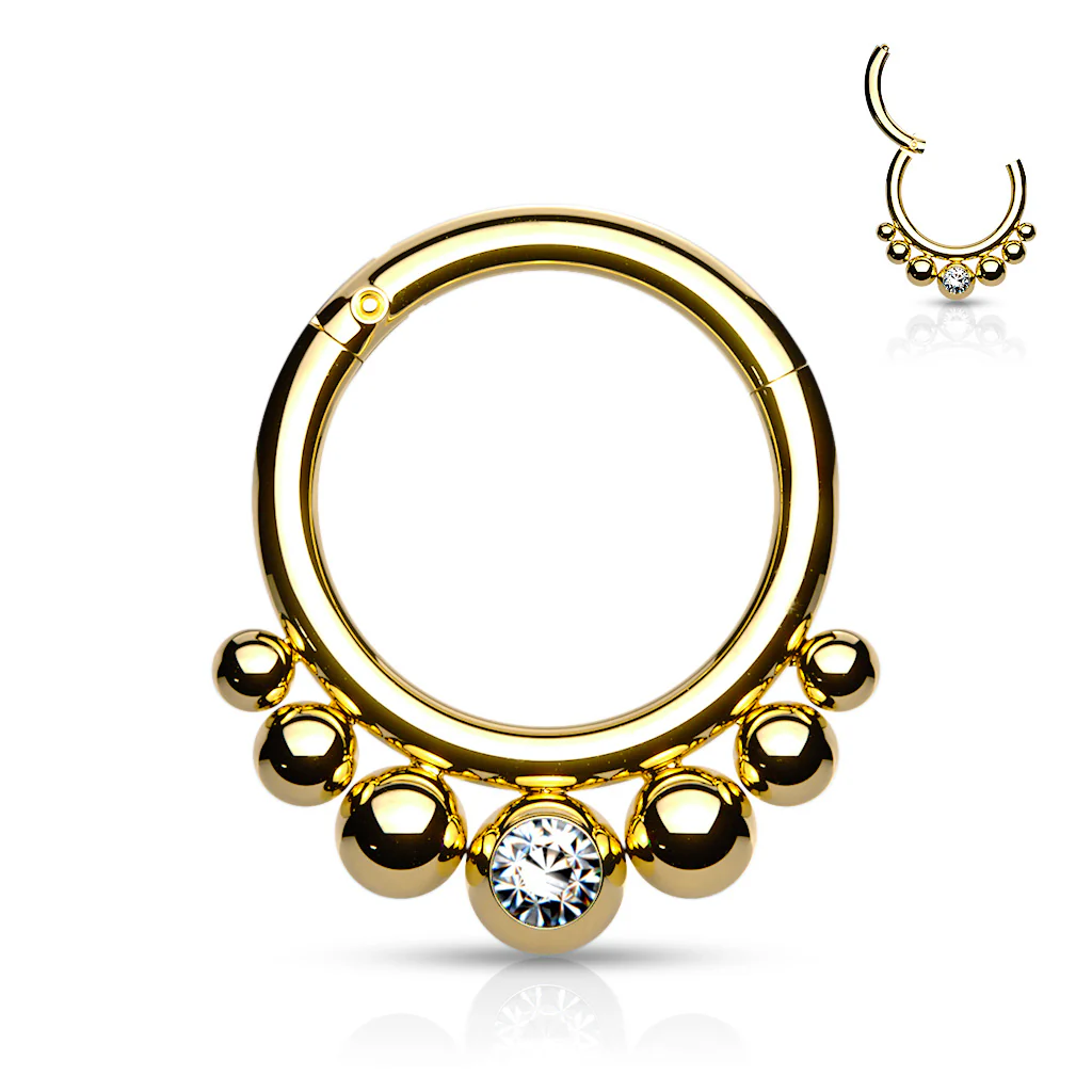 All 316L Surgical Steel Graduated Ball CZ Segment Hoop Rings Nose Septum - Image 3