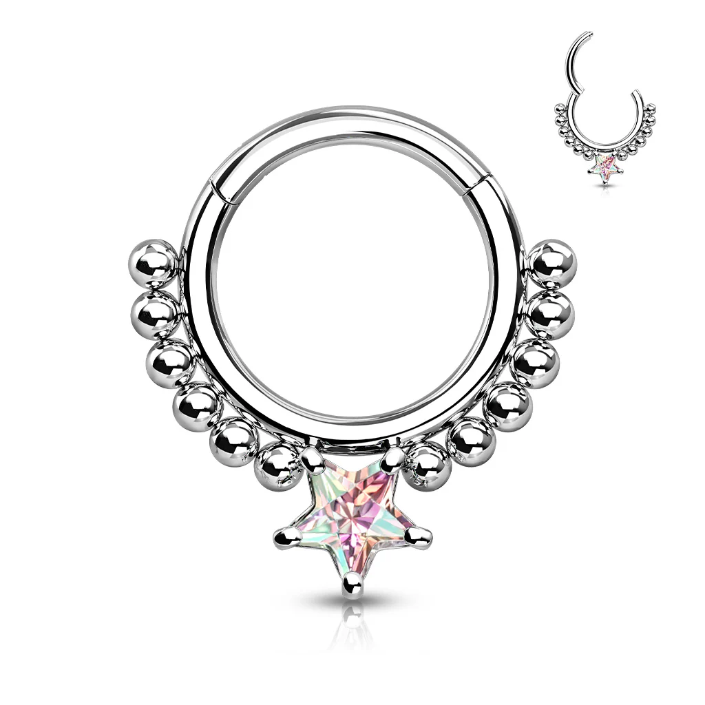 High Quality Precision Star CZ Bead Hinged Segment Nose Septum Ear Cartilage - Image 6